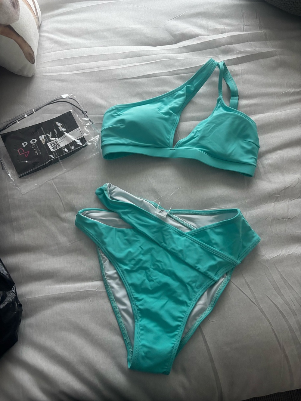 Turquoise Asymmetric Two-Piece Bikini Set